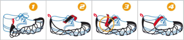Ezy Shoes Schneeketten mit Spikes sind sehr einfach anzulegen!