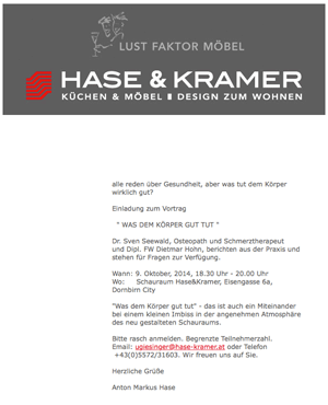 Einladung zur Veranstaltung - WAS DEM KÖRPER GUT TUT